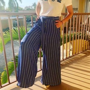 High Waist Buttoned Front Wide Leg Pants